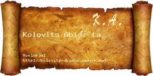 Kolovits Abiáta névjegykártya